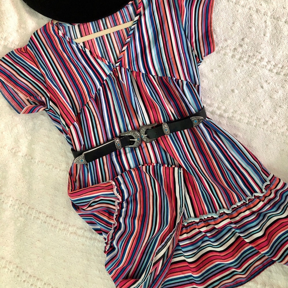 Flowy fun vibrant striped sun dress
